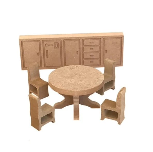 Boyanabilir Ahşap Oyuncak 15 Adet Minyatür Mobilya Takımı 6 Lı Boya Seti Ve Fırça Hediyeli - 5