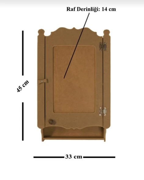Ahşap Mdf Boyanabilir Tek Kapaklı Duvar Mutfak Rafı - Terek