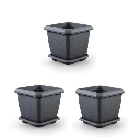 Omnipazar SO-HK03 Hisar Kare Tabaklı Saksı 25.5 litre 3 Adet ürün görseli