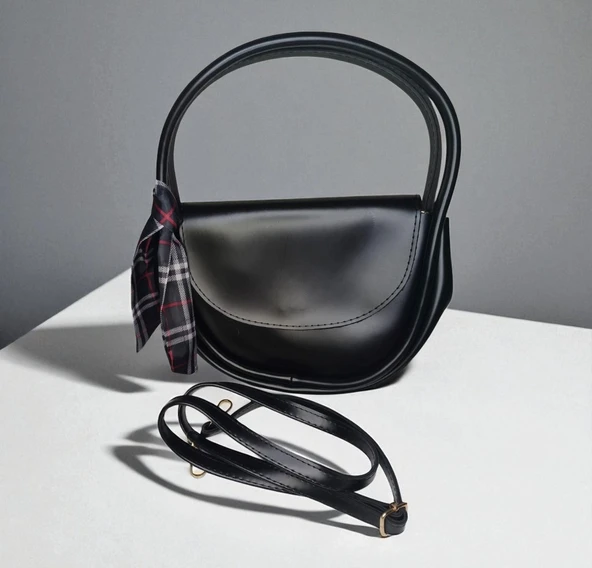 Kadın Mıknatıslı Kapak Ayarlanabilir Askılı Suni Deri Fularlı El Ve Omuz Çantası - 2