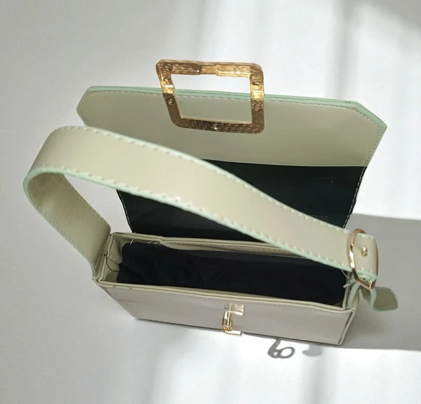 Kadın Ayarlanabilir Askılı Suni Deri Yeşil Renk El Çantası - 3