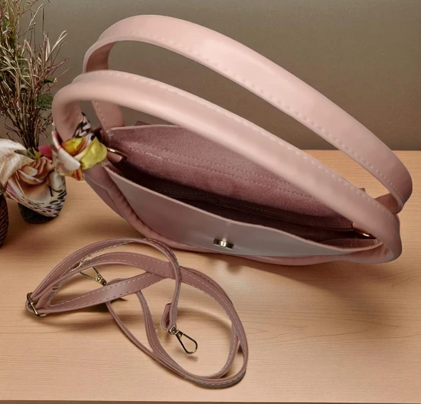 Kadın Mıknatıslı Kapak Ayarlanabilir Askılı Suni Deri Fularlı El Ve Omuz Çantası - 7