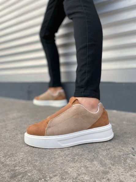JET-007 Alba Bağcıksız Süet Erkek Günlük Sneaker Ayakkabı SBT Taba/Vizon - 2