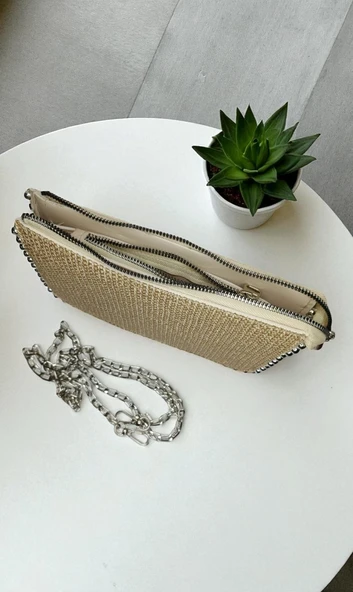 Kadın Ayarlanabilir Askılı Boncuk Detaylı El Ve Omuz Çantası - 3