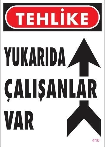 Yukarıda Çalışanlar Var Uyarı Levhası 25x35 KOD: 410 ürün görseli