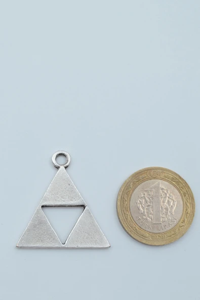The Legend Of Zelda - Üçgen Gümüş Kaplama Deri İp Kolye - Resim 3