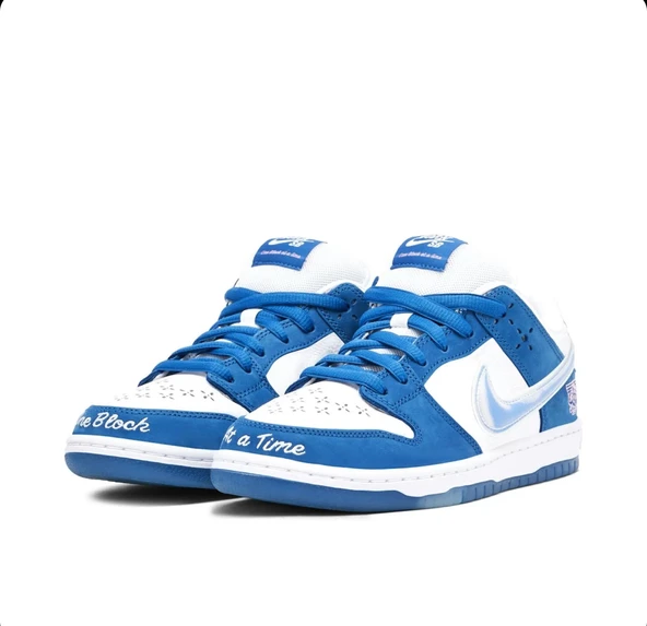 Nike SB Dunk Low x Born x Raised White Blue - Resim 4