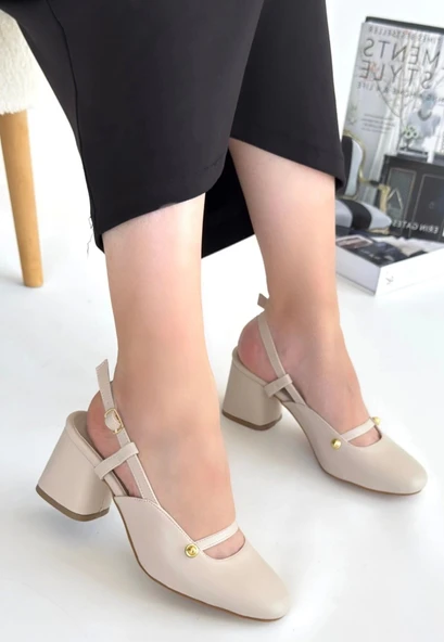 Jecci Bej Cilt Topuklu Ayakkabı ürün görseli