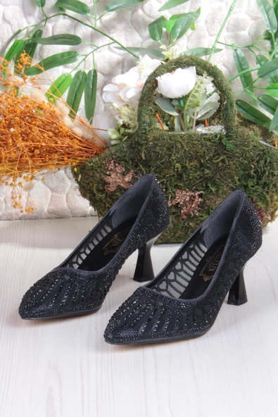 Fort 5309 Jena Dantelli Lazer Kesim Taşlı Detaylı Topuklu Kadın Ayakkabı - Resim 6