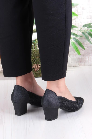 Fort 86005 Nur Dantel Taş Detaylı Alçak Topuklu Kadın Ayakkabı - Resim 4