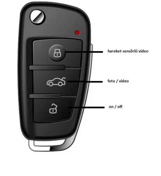 1080P HD Audi Kumandası Görünümlü Mini Kamera Gece Görüşlü, Hareket Algılayıcılı, 32GB Hafıza Kartı Hediyeli - Resim 3