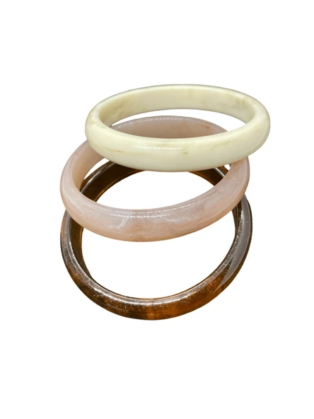 3'lü Reçine Kemik Model 65 mm Çapında Bilezik Seti Parlak | Vintage ve Şık Görünüm ürün görseli