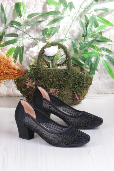 Fort 86005 Nur Dantel Taş Detaylı Alçak Topuklu Kadın Ayakkabı - Resim 5