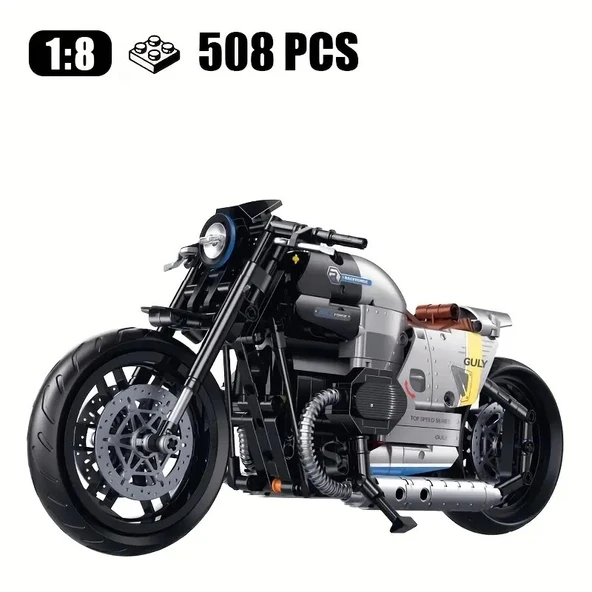 Teknik Motosiklet Yapım Seti 508 parça 1:8 Ölçekli 8+ yaş Model Kiti hediye yapı blok oyuncak seti - 2