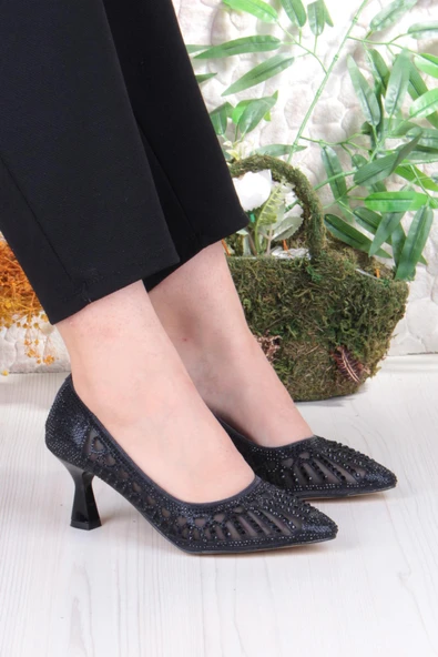 Fort 5309 Jena Dantelli Lazer Kesim Taşlı Detaylı Topuklu Kadın Ayakkabı ürün görseli