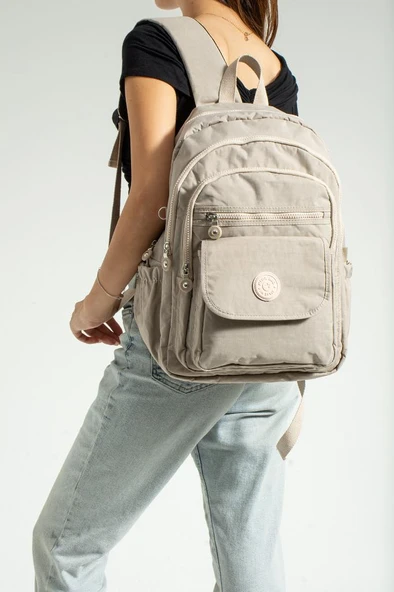 Unisex Okul Çantası Su İtici Hafif Klinkır Kumaş Günlük Sırt Çantası 40*30 Cm Çok Cepli ürün görseli 1