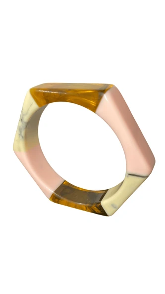 Geometrik Reçine Kemik Model 65 mm Çapında Parlak Bijuteri Bilezik | Vintage ve Şık Görünüm ürün görseli 1