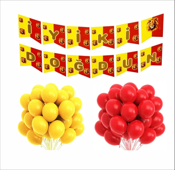 Taraftar Sarı Kırmızı 20 Balon+Banner ürün görseli 1