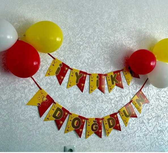 Taraftar Sarı Kırmızı 20 Balon+Banner - Resim 2