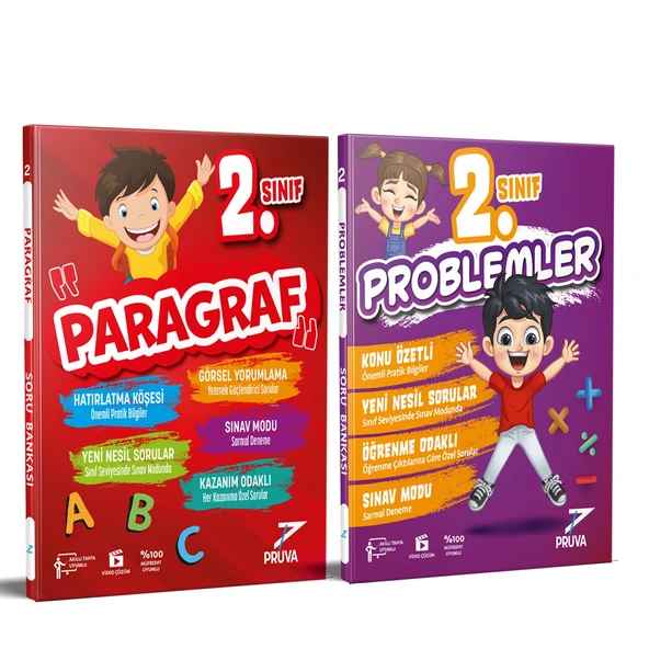 Pruva Akademi 2. Sınıf Paragraf ve Problemler Soru Bankası Seti 2 Kitap