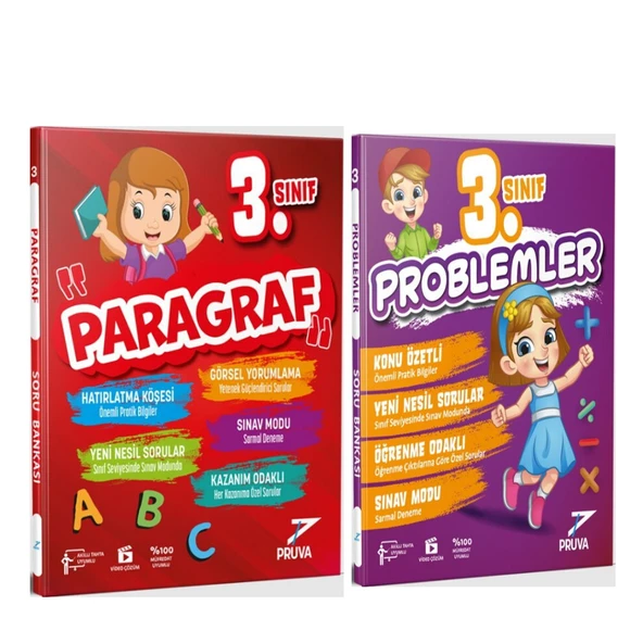 Pruva Akademi 3. Sınıf Paragraf ve Problemler Soru Bankası Seti 2 Kitap