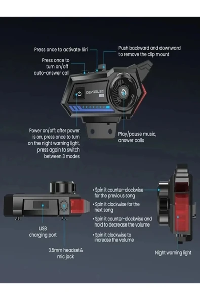 Bt57 Motosiklet Kask Kulaklık Intercom Işıklı Motorsiklet Interkom - Resim 4