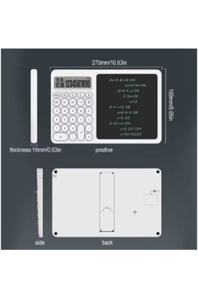 Çok Amaçlı Digital Hesap Makinesi Lcd Ekran Yazma Tableti Ofis Okul İçin Silinebilir El Yazısı Not Defteri - Resim 6