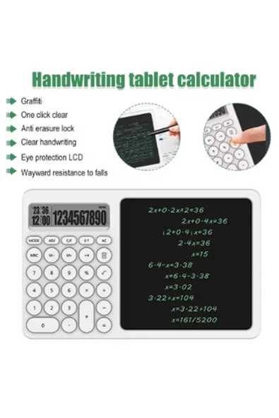 Çok Amaçlı Digital Hesap Makinesi Lcd Ekran Yazma Tableti Ofis Okul İçin Silinebilir El Yazısı Not Defteri - Resim 2