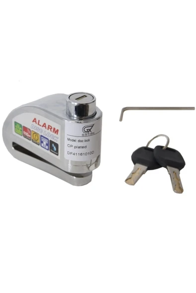 Alarmlı Motosiklet Disk Kilidi 110 Desibel Krom Bisiklet Scooter Alarmlı Disk Kilidi ürün görseli