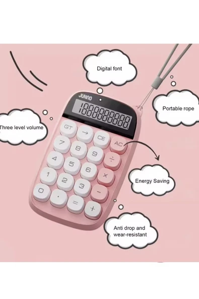 Sevimli Kare Tuşlu 10 Haneli Ldc Ekran Hesap Makinası Yeşil - Resim 3