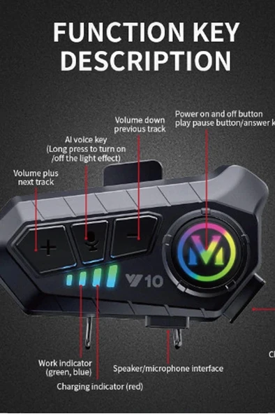 Y10 Kask Kulaklık Bluetooth Motosiklet Kulaklık 5,3 Bluetooth Intercom Motorsiklet Kulaklık - Resim 3