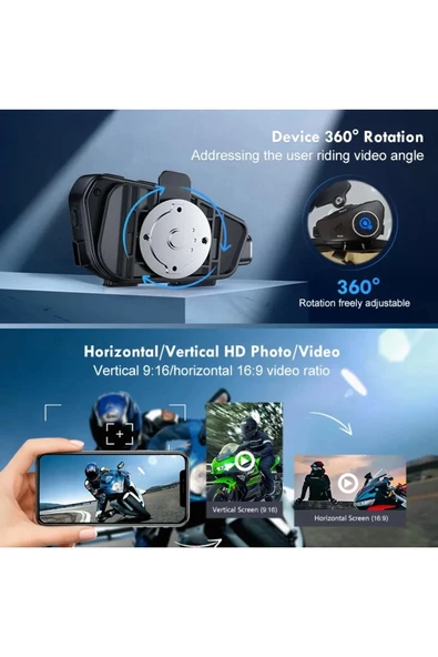 Q28 Motosiklet Kask Bluetooth Kulaklık 1080p Kamera Interkom Kulaklık Su Geçirmez Intercom - 2