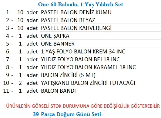 One 30 Balonlu, 1 Yaş Yıldızlı Set - Resim 2