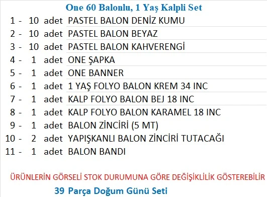 One 30 Balonlu, 1 Yaş Kalpli Set - Resim 2