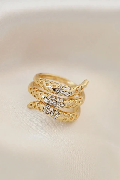 CEYLAN ADAM Ayarlamalı Altın Renk Metal Zirkon Taşlı Yüzük ürün görseli 1