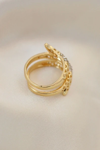 CEYLAN ADAM Ayarlamalı Altın Renk Metal Zirkon Taşlı Yüzük - Resim 2