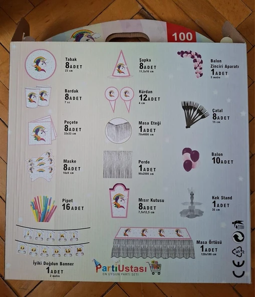100 Parça Unicorn Konsept Doğum Günü Süsü - 2