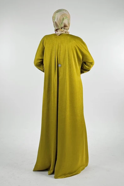 Çıt Çıt Düğmeli Ferace 70023 Yağ Yeşili - Resim 2