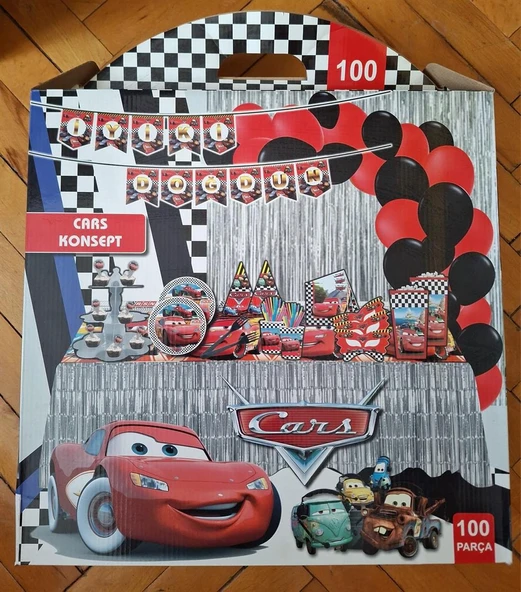 100 Parça Araba Konsept Doğum Günü Süsü - 1