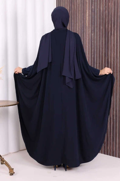 Düğme Detaylı Pelerin 70024 Lacivert - Resim 5