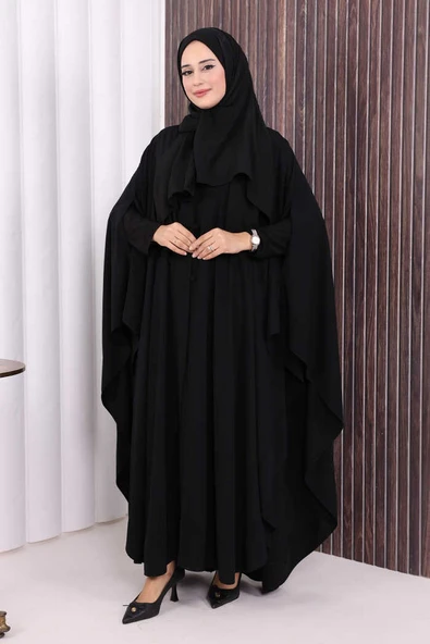 Düğme Detaylı Pelerin 70024 Siyah - Resim 2