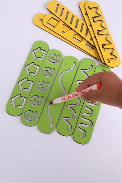 Montessori Çizim Seti, Ahşap Eğitici Çizgi Çalışmaları, Okul Öncesi Eğitim Seti - 2