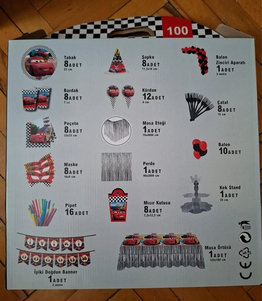 100 Parça Araba Konsept Doğum Günü Süsü - 2