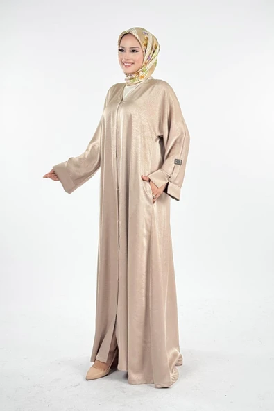 Çıt Çıt Düğmeli Ferace 70023 Vizon - Resim 3