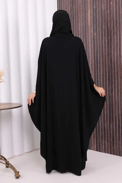 Düğme Detaylı Pelerin 70024 Siyah - Resim 4