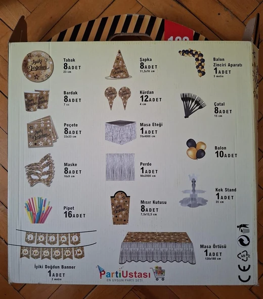 100 Parça Gold Konsept Doğum Günü Süsü - 2