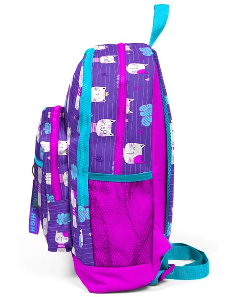 Coral High Kids Mor Pembe Kedi Desenli Dört Bölmeli USBli Okul Sırt Çantası 23264 - Resim 2