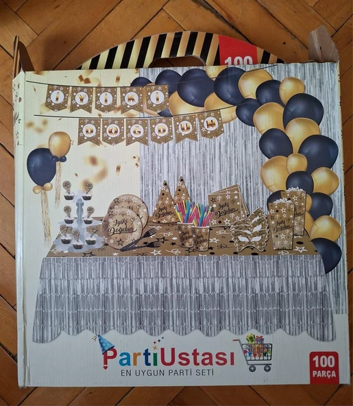 100 Parça Gold Konsept Doğum Günü Süsü - 1