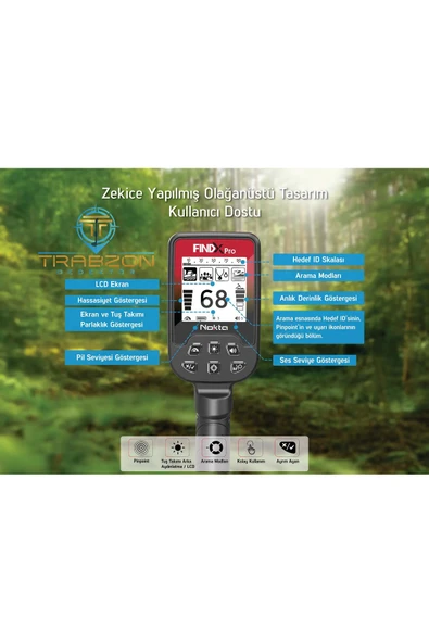 FINDX PRO Metal Dedektörü Su Geçirmez Altın Arama - 6