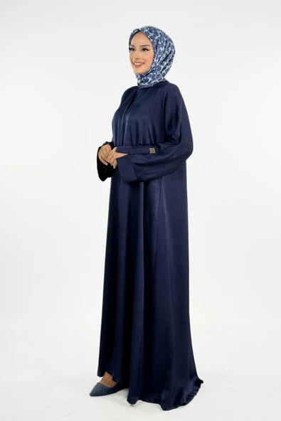 Çıt Çıt Düğmeli Ferace 70023 Lacivert - Resim 3